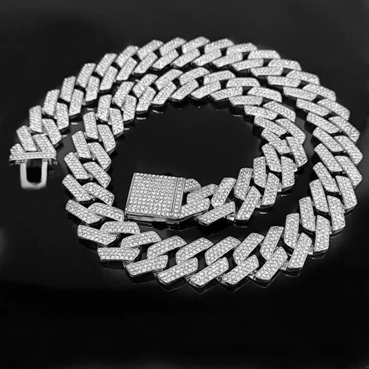 Iced Out CZ Cuban Link Chain Necklace Heavy 3 Row Hip Hop Jewelry