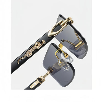 Trendy Square Frameless Sunglasses for Men with Leopard Decoration