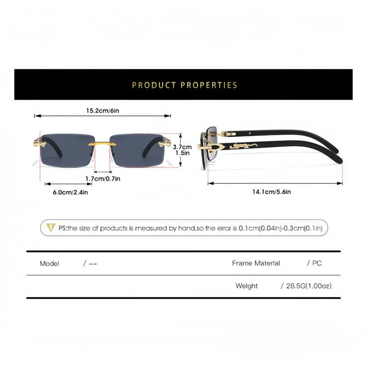 Trendy Square Frameless Sunglasses for Men with Leopard Decoration