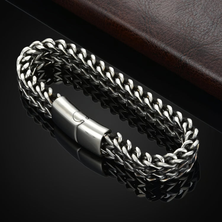 Magnetic Clasp Fish Scale Braided Stainless Steel Bracelet for Men