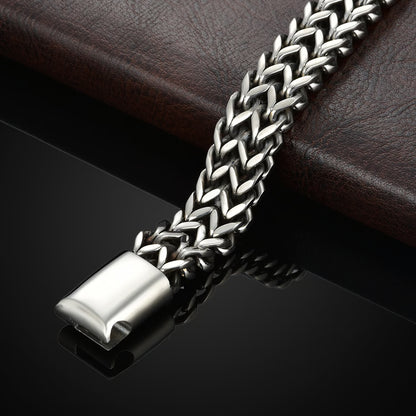 Magnetic Clasp Fish Scale Braided Stainless Steel Bracelet for Men
