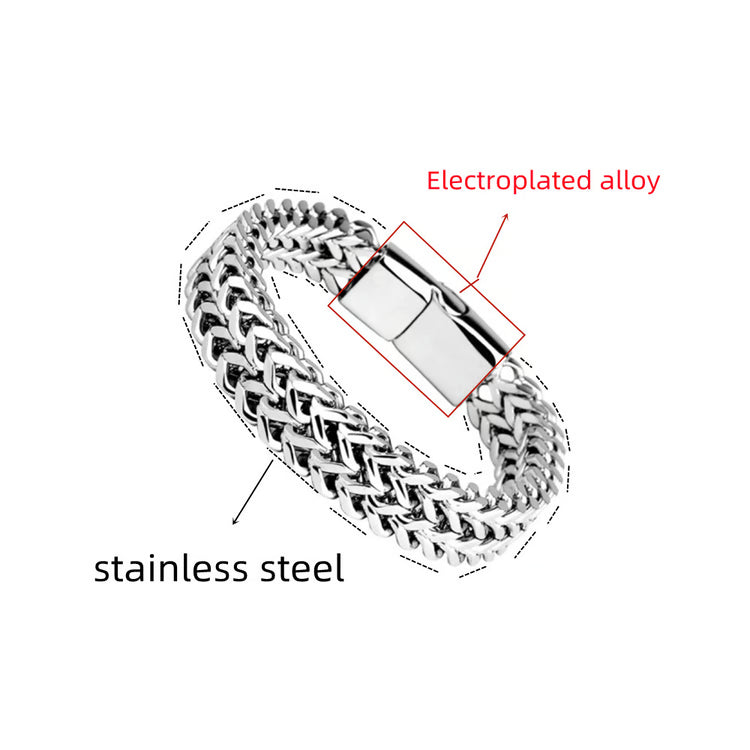 Magnetic Clasp Fish Scale Braided Stainless Steel Bracelet for Men