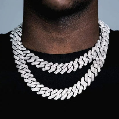 Iced Out CZ Cuban Link Chain Necklace Heavy 3 Row Hip Hop Jewelry