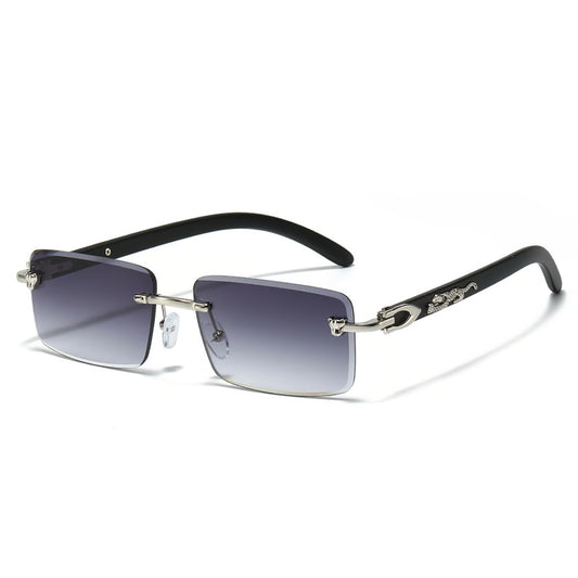 Trendy Square Frameless Sunglasses for Men with Leopard Decoration